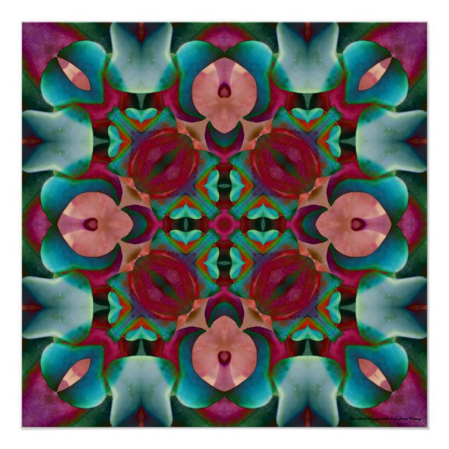 Wavy Blue Pink und Blue Green Kaleidoscope Poster (Vorderseite)