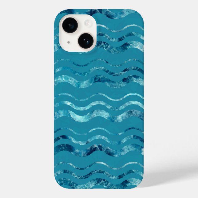 Wavy Blue Sea Pattern Case-Mate iPhone Hülle (Rückseite)