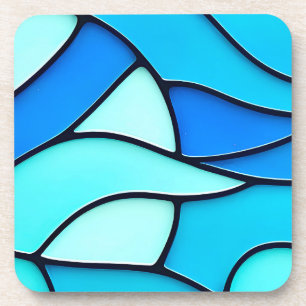 WAVY BLUE STAINED GLASS GETRÄNKEUNTERSETZER