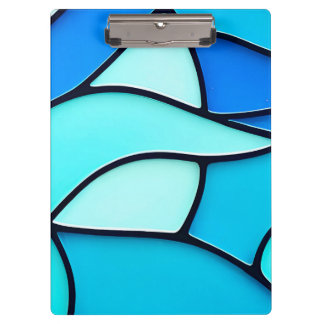 WAVY BLUE STAINED GLASS KLEMMBRETT