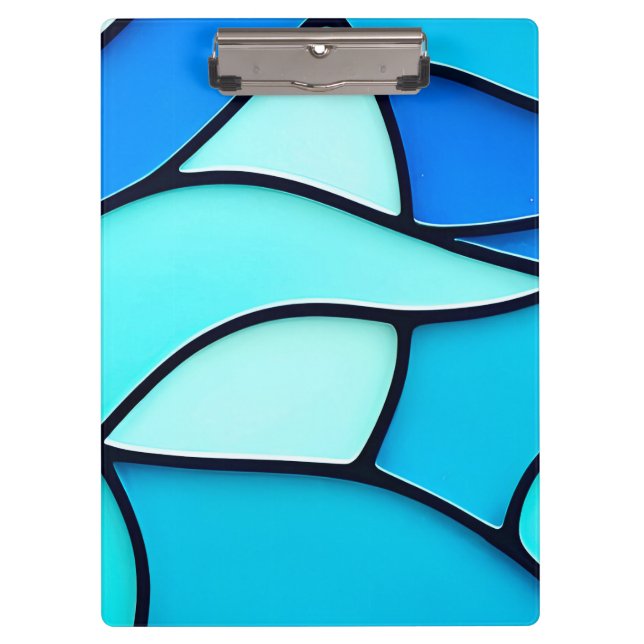 WAVY BLUE STAINED GLASS KLEMMBRETT (Vorderseite)