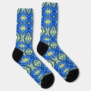 Wavy Blue und Gelb Kaleidoskop Socken