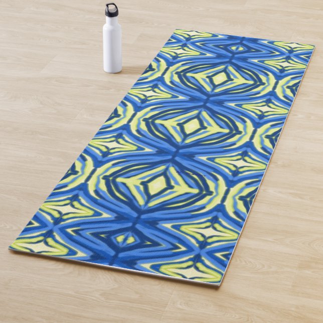 Wavy Blue und Gelb Kaleidoskop Yogamatte (Beispiel)