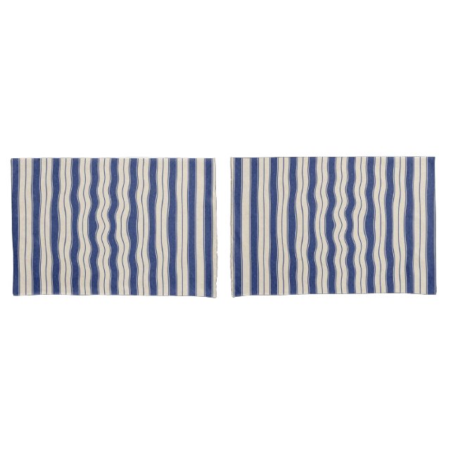 Wavy Blue und White Stripes Kissenbezug (Vorderseite-Set)