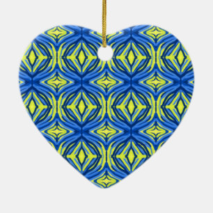 Wavy Blue und Yellow Keramik Ornament