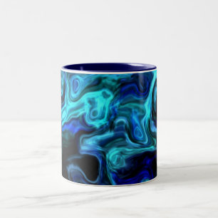 Wavy Blue Wirbel Modern Art 555.55 Zweifarbige Tasse