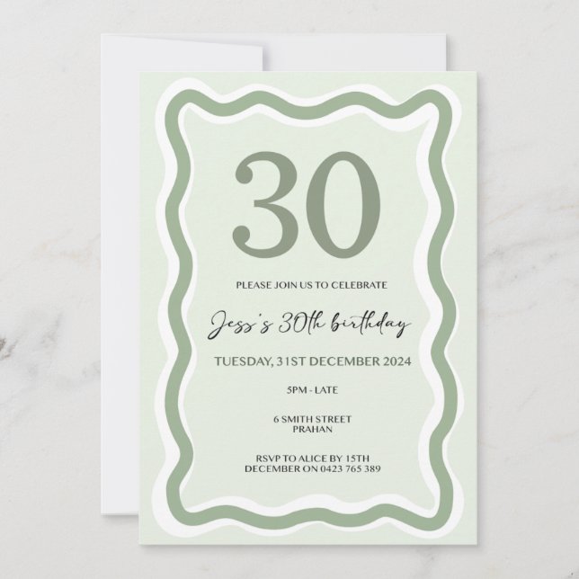 Wavy Border 30. Einladung (Vorderseite)