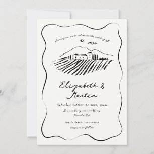 Wavy Border Wedding Einladung
