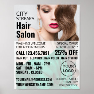 Wavy Brown Hair, Haarburke, Haarsalon Advert Poster