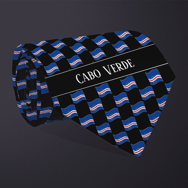 Wavy Cabo Verde Flag Muster Krawatte (Von Creator hochgeladen)