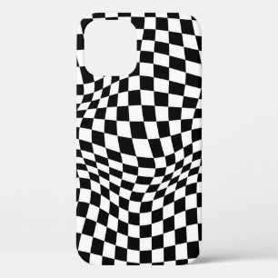 Wavy Checked Schwarz-weiß Checkerboard Case-Mate iPhone Hülle