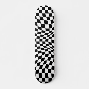 Wavy Checked Schwarz-weiß Checkerboard Skateboard