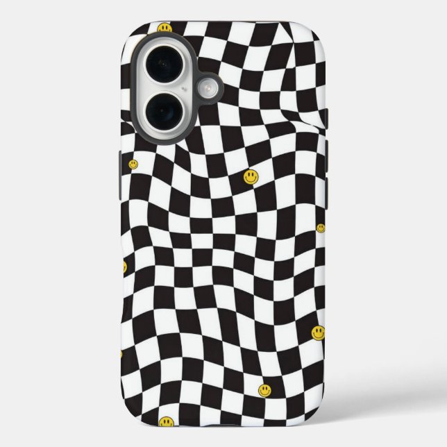  Wavy Checkerboard Smiley Streetwear Case (Rückseite)