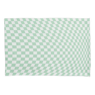 Wavy Checkered Pastell Green Checkerboard Muster Kissenbezug