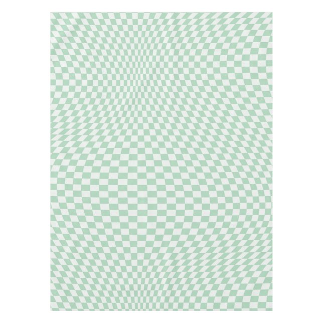 Wavy Checkered Pastell Green Checkerboard Muster Tischdecke (Vorderseite)