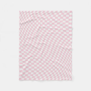 Wavy Checkered Pastell Pink Checkerboard Muster Fleecedecke