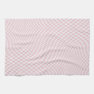 Wavy Checkered Pastell Pink Checkerboard Muster Geschirrtuch