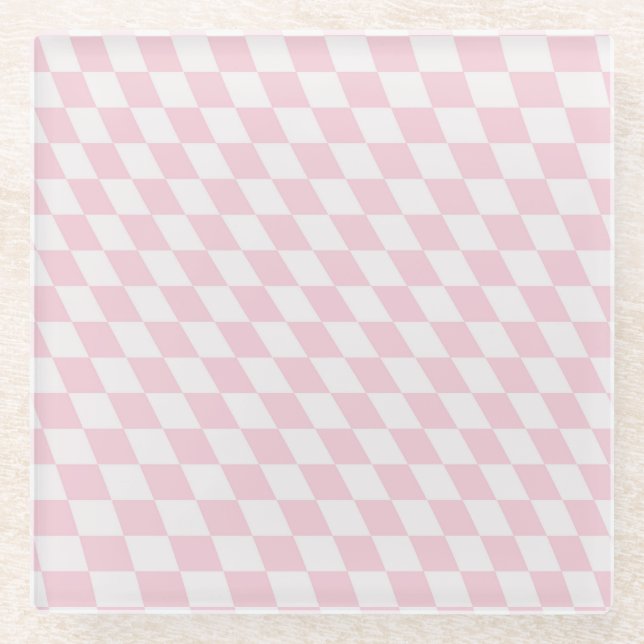Wavy Checkered Pastell Pink Checkerboard Muster Glasuntersetzer (Vorderseite)