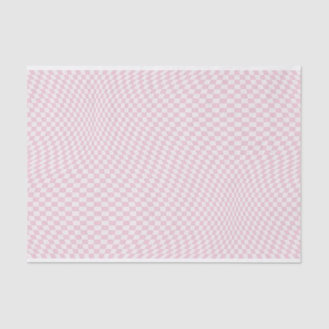 Wavy Checkered Pastell Pink Checkerboard Muster Seidenpapier (Vorderseite)