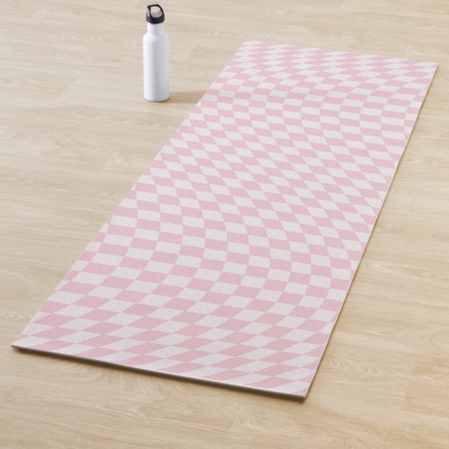 Wavy Checkered Pastell Pink Checkerboard Muster Yogamatte (Beispiel)