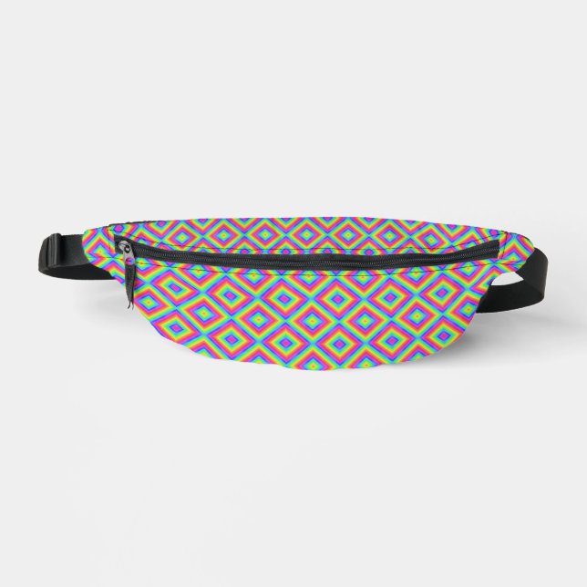 Wavy Colorful Square Psychedelic Muster Bauchtasche (Vorderseite)