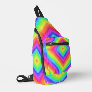 Wavy Colorful Square Psychedelic Muster Crossbody Bag