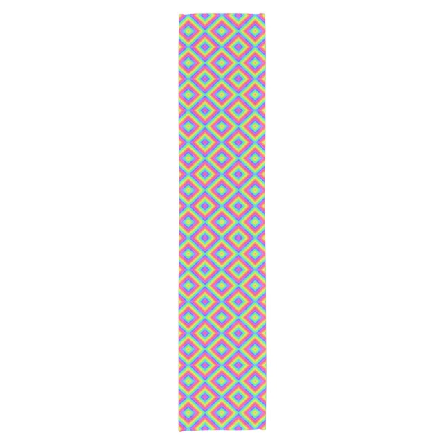 Wavy Colorful Square Psychedelic Muster Kurzer Tischläufer (Vorderseite)