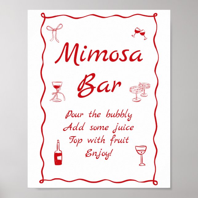 Wavy Das ist Amore Brautparty Mimosa Bar Poster (Vorne)