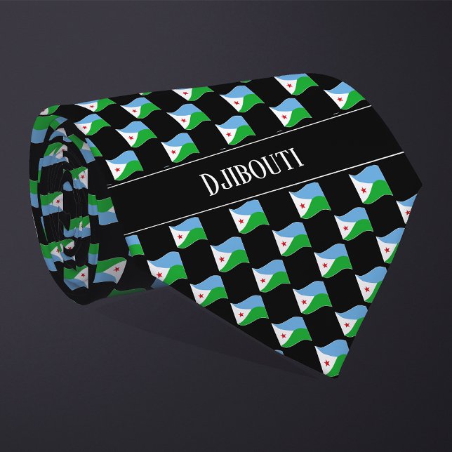 Wavy Djibouti Flag Pattern Krawatte (Von Creator hochgeladen)