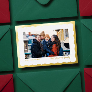 Wavy Edge Frame Modernes Weihnachtsgebirge Foto Folien Feiertagskarte