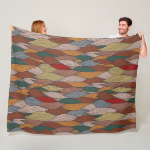 Wavy Einzigartiges Muster mit rosa orange-braun-gr Fleecedecke