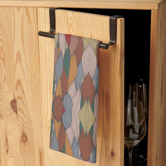 Wavy Einzigartiges Muster mit rosa orange-braun-gr Geschirrtuch (Drittel gefaltet)