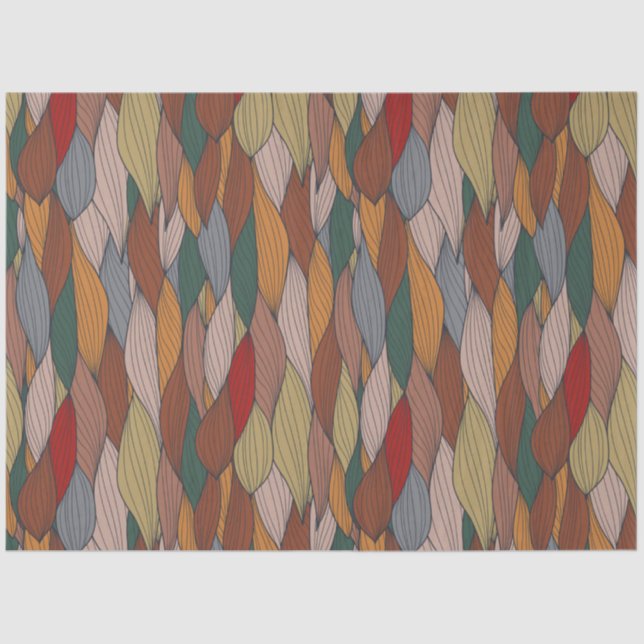 Wavy Einzigartiges Muster mit rosa orange-braun-gr Seidenpapier (Vorderseite)