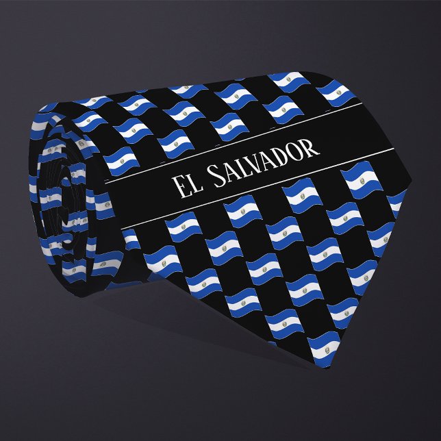 Wavy El Salvador Flag Pattern Krawatte (Von Creator hochgeladen)