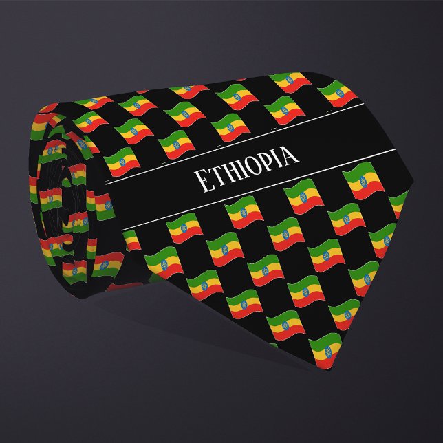 Wavy Ethiopia Flag Pattern Krawatte (Von Creator hochgeladen)