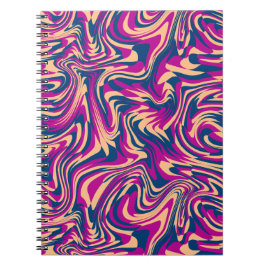 Wavy Fluid Swirl Magenta Blue Beige Notizblock