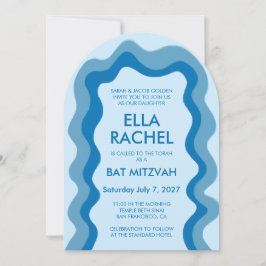 Wavy Frame Arch Modern Custom QR Bar Bat Mitzvah Einladung