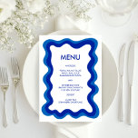 Wavy Frame Modern Chic Blue Custom Bar Bat Mitzvah Menükarte<br><div class="desc">Perfekte Menükarte für eine Fledermausmitzvah, Bar mitzvah oder andere jüdische Feiern! Handgefertigte Wavy Frame für Sie auf der Vorderseite! Vollständig anpassbar! Klicken Sie auf "Personalisieren" oben, um den Text zu bearbeiten. Klicken Sie auf "Bearbeiten mit dem Designwerkzeug", um die Schriftart, Farben und Einstellungen anzupassen und die hintere Seitenfarbe zu löschen,...</div>