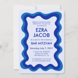 Wavy Frame Modern Chic Custom Bar Bat Mitzvah Einladung