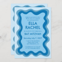 Wavy Frame Modern Custom QR CODE Bar Bat Mitzvah