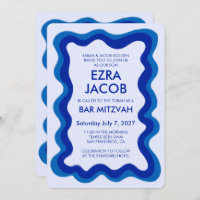 Wavy Frame Modern Custom QR CODE Bar Bat Mitzvah