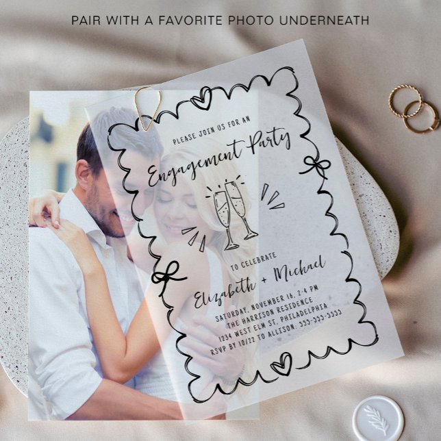 Wavy Frame Overlay-Engagement-Partei (Elevate your engagement party invitations with chic vellum overlays)
