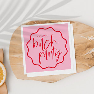 Wavy Frame Rot und Pink Bachelorette Bevorzugung Serviette