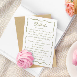 Wavy Frame Script White Light Olive Green Begleitkarte