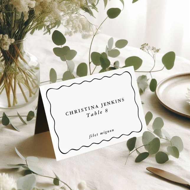 Wavy Frame Wedding Custom Guest Name Tischnummer (Von Creator hochgeladen)