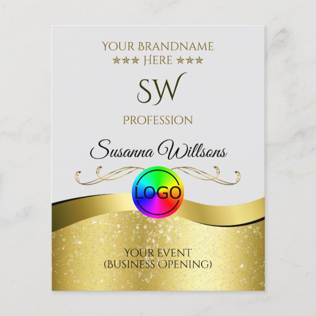 Wavy Gold Dekoration auf Monogram-Flyer für hellgr Flyer (Vorne)