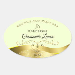 Wavy Gold Deluxe Dekoration Hellgelbes Monogram La Ovaler Aufkleber