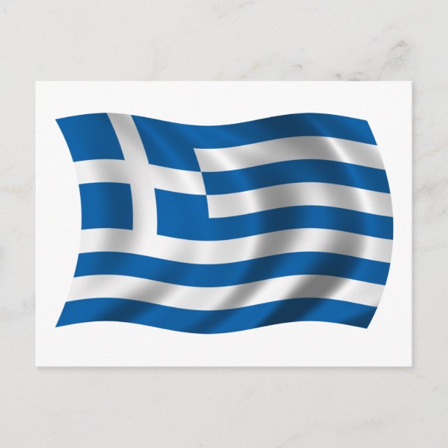 Wavy Greece Flag Postkarte (Vorderseite)