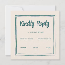 Wavy Green Handwriting Retro Wedding Rsvp Einladung