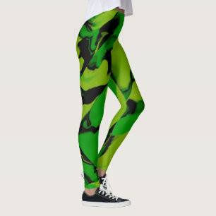 Wavy Green und Black Leggings